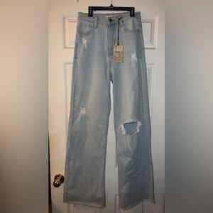Vibrant M.I.U wide leg distressed jeans